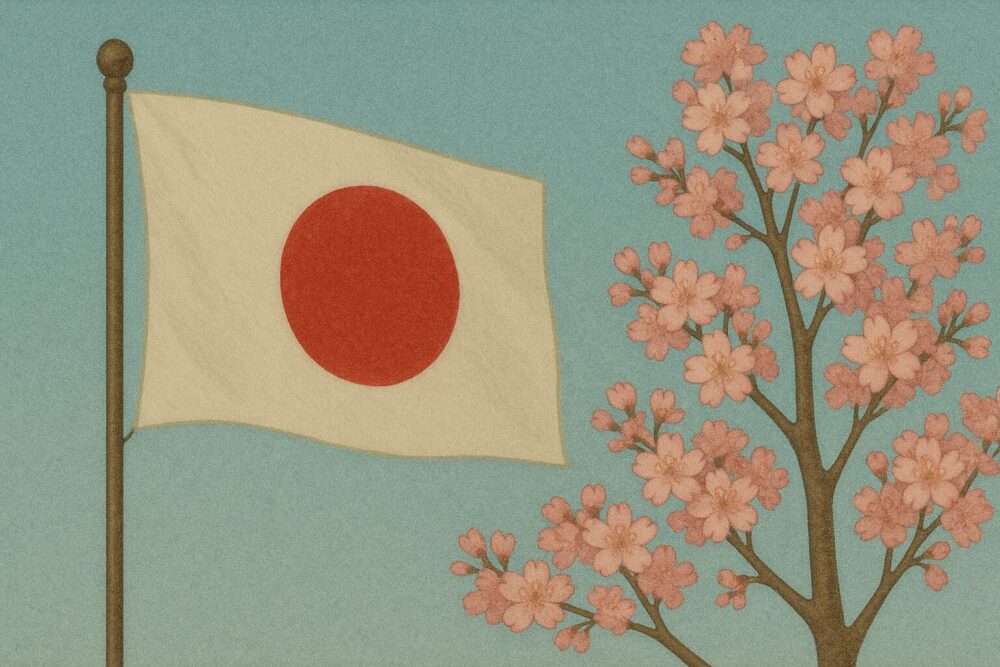 日本国旗と桜